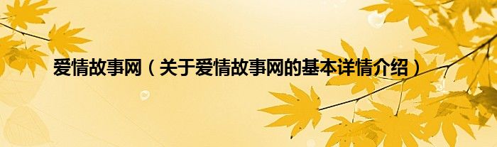 爱情故事网（关于爱情故事网的基本详情介绍）
