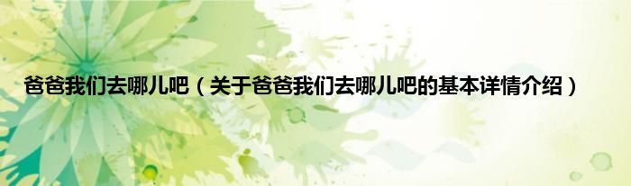 爸爸我们去哪儿吧(关于爸爸我们去哪儿吧的基本详情介绍)