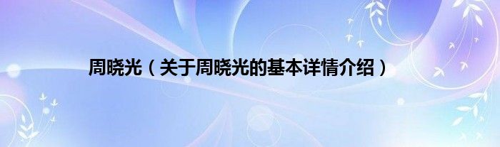 周晓光（关于周晓光的基本详情介绍）