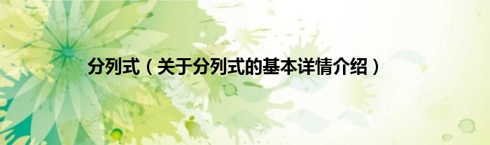 分列式（关于分列式的基本详情介绍）