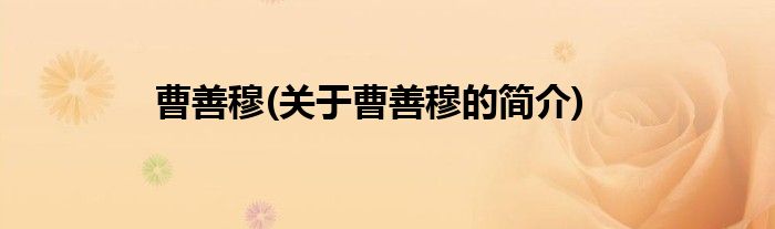 曹善穆(关于曹善穆的简介)