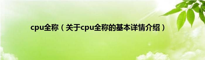 cpu全称（关于cpu全称的基本详情介绍）