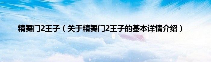 精舞门2王子（关于精舞门2王子的基本详情介绍）