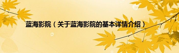 蓝海影院（关于蓝海影院的基本详情介绍）