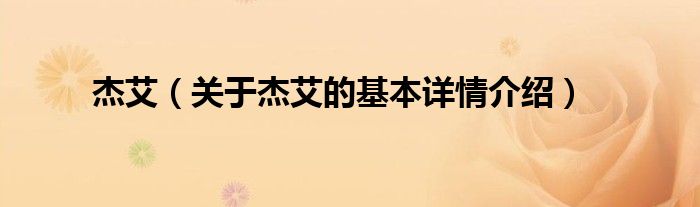 杰艾（关于杰艾的基本详情介绍）