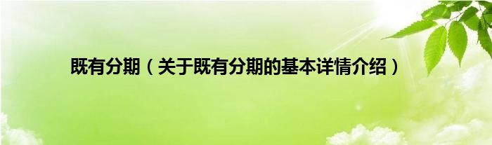 既有分期（关于既有分期的基本详情介绍）