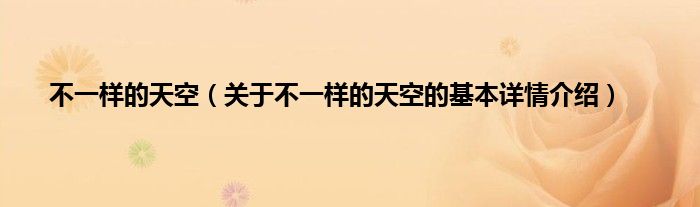 不一样的天空（关于不一样的天空的基本详情介绍）