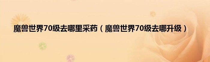 魔兽世界70级去哪里采药（魔兽世界70级去哪升级）