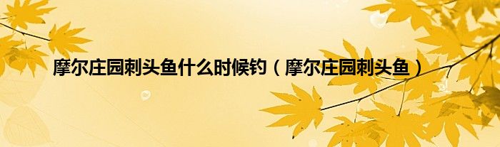 摩尔庄园刺头鱼什么时候钓（摩尔庄园刺头鱼）