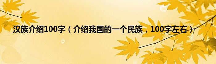 汉族介绍100字(介绍我国的一个民族,100字左右)