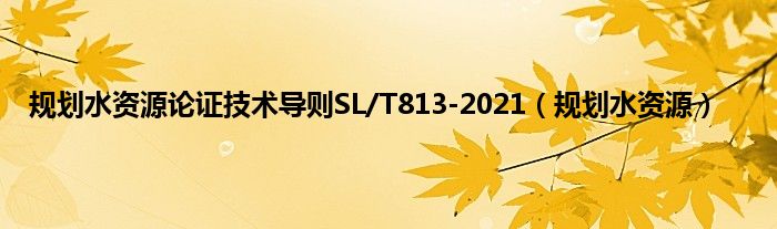 规划水资源论证技术导则SL/T813-2021（规划水资源）