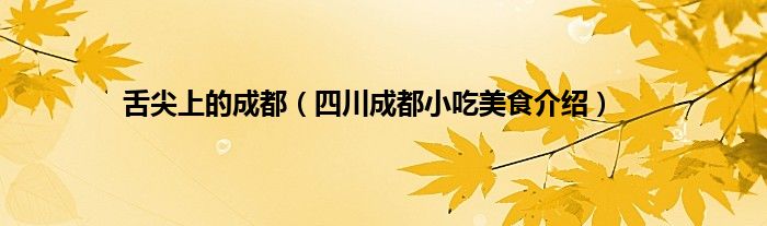 舌尖上的成都（四川成都小吃美食介绍）