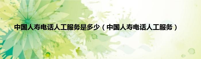 中国人寿电话人工服务是多少（中国人寿电话人工服务）