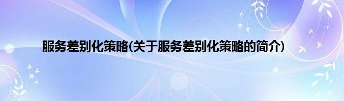 服务差别化策略(关于服务差别化策略的简介)