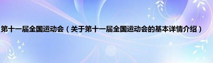 第十一届全国运动会(关于第十一届全国运动会的基本详情介绍)