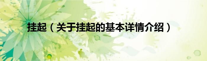 挂起（关于挂起的基本详情介绍）