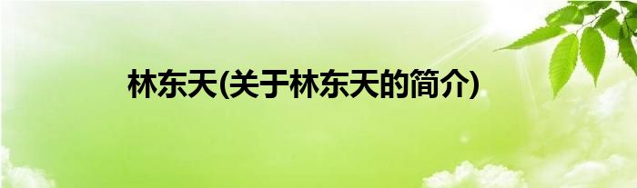 林东天(关于林东天的简介)
