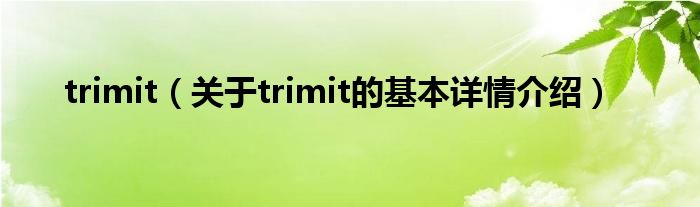 trimit(关于trimit的基本详情介绍)