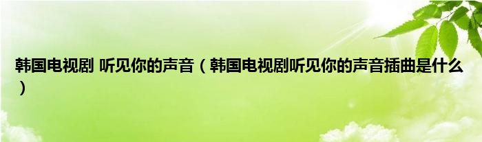 韩国电视剧 听见你的声音（韩国电视剧听见你的声音插曲是什么）