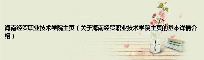 海南经贸职业技术学院主页（关于海南经贸职业技术学院主页的基本详情介绍）