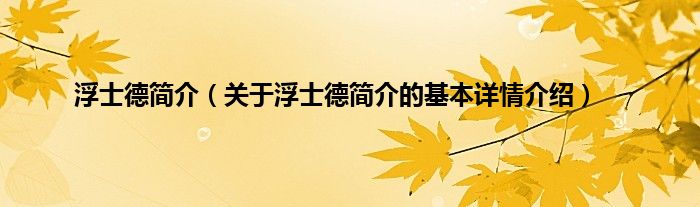 浮士德简介（关于浮士德简介的基本详情介绍）