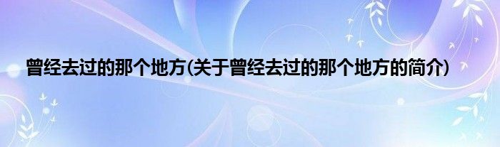 曾经去过的那个地方(关于曾经去过的那个地方的简介)