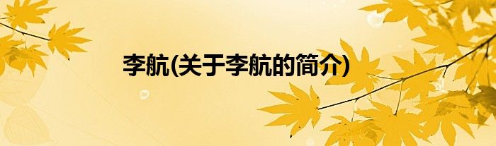 李航(关于李航的简介)