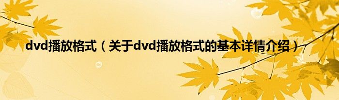 dvd播放格式（关于dvd播放格式的基本详情介绍）