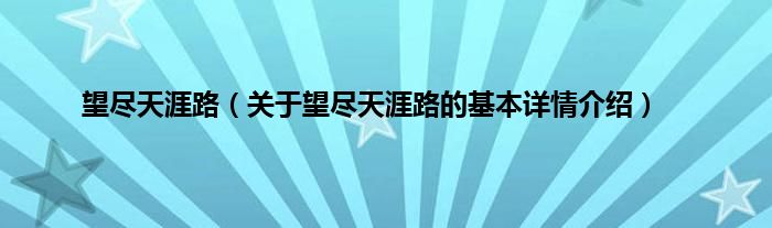 望尽天涯路（关于望尽天涯路的基本详情介绍）