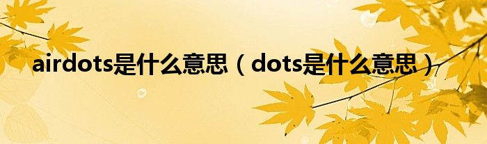 airdots是什么意思(dots是什么意思)