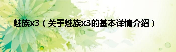 魅族x3（关于魅族x3的基本详情介绍）