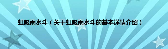 虹吸雨水斗（关于虹吸雨水斗的基本详情介绍）