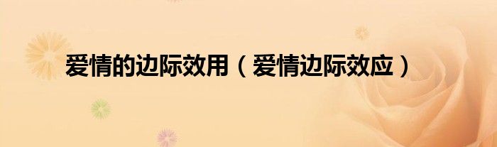 爱情的边际效用（爱情边际效应）