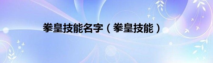 拳皇技能名字（拳皇技能）