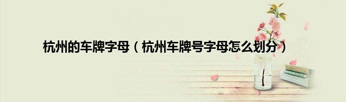 杭州的车牌字母（杭州车牌号字母怎么划分）