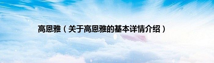 高恩雅（关于高恩雅的基本详情介绍）