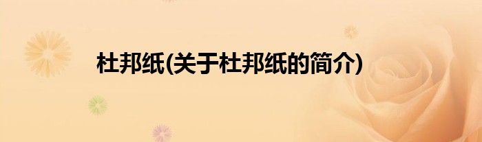 杜邦纸(关于杜邦纸的简介)